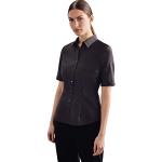 Reduzierte Schwarze Unifarbene Elegante Kurzärmelige Seidensticker Nachhaltige Hemdblusen aus Baumwolle für Damen Größe XL für den für den Sommer 