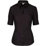 Reduzierte Schwarze Unifarbene Elegante Kurzärmelige Seidensticker Nachhaltige Hemdblusen aus Baumwolle für Damen Größe XS für den für den Sommer 