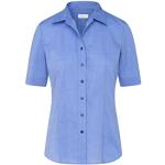 Reduzierte Blaue Unifarbene Elegante Kurzärmelige Seidensticker Nachhaltige Hemdblusen für Damen Größe XL für Partys für den für den Sommer 
