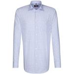 Blaue Karo Business Langärmelige Seidensticker Nachhaltige Kentkragen Hemden mit Kent-Kragen aus Baumwolle für Herren 