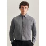 Graue Unifarbene Elegante Langärmelige Seidensticker Nachhaltige Kentkragen Hemden mit Kent-Kragen mit Knopf für Herren 