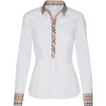 Weiße Karo Langärmelige Seidensticker Nachhaltige Karierte Blusen aus Baumwolle für Damen Größe XS 