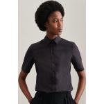 Schwarze Unifarbene Kurzärmelige Seidensticker Nachhaltige Festliche Blusen aus Seide für Damen Größe XS 