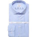 Hellblaue Gestreifte Langärmelige Seidensticker Nachhaltige Kentkragen Hemden mit Kent-Kragen aus Twill für Herren Größe L 