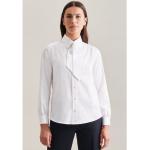 Weiße Unifarbene Langärmelige Seidensticker schwarze Rose Nachhaltige Festliche Blusen für Damen Größe XS 