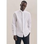 Weiße Unifarbene Langärmelige Seidensticker Kläppchenkragen Herrenlangarmhemden aus Baumwolle Größe S 