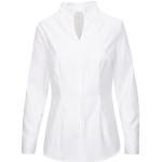 Reduzierte Weiße Unifarbene Elegante Langärmelige Seidensticker Nachhaltige Langarmblusen aus Baumwolle für Damen Größe XL 