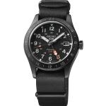 Reduzierte Schwarze Seiko Sports Automatik Armbanduhren aus Kalbsleder mit GMT-Funktion zum Sport 