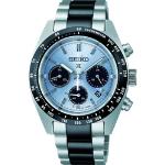 Limitierte Silberne Seiko Prospex Solar Armbanduhren mit Chronograph-Zifferblatt 