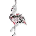 Silberne Kettenanhänger mit Vogel-Motiv poliert mit Zirkonia für Damen 