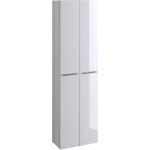 Seitenschrank in weiß mit weißen Hochglanz Fronten mit 2 Türen und 3 Einlegeböden, Maße: B/H/T ca. 50/181/20 cm