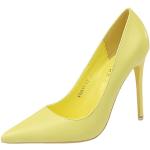 Gelbe Vintage Spitze High Heels & Stiletto-Pumps ohne Verschluss für Damen Größe 43 zur Hochzeit 