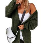 Dunkelgrüne Elegante Grobstrickjacken für Damen Größe M für den für den Herbst 