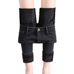 Schwarze Atmungsaktive Skinny Jeans aus Fleece für Damen Größe XXL für den für den Winter 