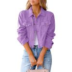 Violette Casual Mini Übergangsjacken aus Denim für Damen Größe XL für Partys für den für den Herbst 