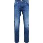 Blaue Selected Bio Slim Fit Jeans Faded mit Reißverschluss aus Denim für Herren Größe XL 