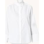 Weiße Unifarbene Selected Femme Bio Stehkragen Tunika-Blusen mit Rüschen für Damen Größe S 