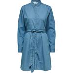 Blaue Langärmelige Selected Femme Herbstkleider aus Denim für Damen Größe M 