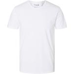 Weiße Unifarbene Kurzärmelige Selected Homme Rundhals-Ausschnitt T-Shirts aus Jersey für Herren Größe L 