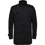 Schwarze Unifarbene Elegante Selected Homme Mini Stehkragen Kurzmäntel mit Knopf aus Wolle für Herren Größe M für den für den Winter 