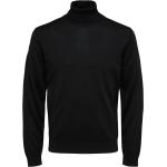 Schwarze Unifarbene Langärmelige Rollkragen Rollkragenpullover aus Wolle für Herren Größe XL 