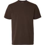 Schokoladenbraune Kurzärmelige Selected Rundhals-Ausschnitt T-Shirts für Herren Größe L 