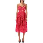 Reduzierte Pinke Blumenmuster Elegante self-portrait Midi Spitzenkleider aus Spitze für Damen Größe XS für den für den Sommer 