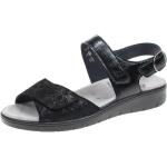 Schwarze Semler Sandaletten mit Klettverschluss in Breitweite aus Glattleder Größe 40 mit Absatzhöhe bis 3cm 