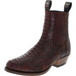 Braune Elegante Runde Cowboy-Boots & Cowboystiefeletten aus Schlangenleder für Herren Größe 43 
