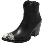 Schwarze Cowboy-Boots & Cowboystiefeletten aus Leder für Damen Größe 40 mit Absatzhöhe über 9cm 