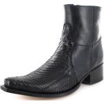 Schwarze Elegante Cowboy-Boots & Cowboystiefeletten mit Reißverschluss aus Schlangenleder für Herren Größe 39 
