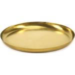 Goldene Runde Runde Tabletts 22 cm aus Edelstahl 