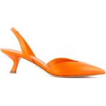 Reduzierte Orange Slingback Pumps aus Leder für Damen Größe 38 mit Absatzhöhe 5cm bis 7cm 