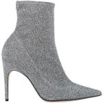 Silberne Sergio Rossi Pfennigabsatz High Heel Stiefeletten & High Heel Boots aus Jersey für Damen Größe 35,5 