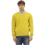 Reduzierte Gelbe Langärmelige Sergio Tacchini V-Ausschnitt Strickpullover aus Wolle für Herren Größe S für den für den Winter 