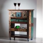 Braune Shabby Chic Möbel Exclusive Rechteckige Teewagen lackiert aus Massivholz mit Schublade Breite 50-100cm, Höhe 50-100cm, Tiefe 0-50cm 