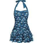 Blaue Motiv Sesamstraße Krümelmonster Badekleider ohne Verschluss aus Polyester für Damen Größe 3 XL 