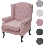 Sessel Chesterfield, Relaxsessel Clubsessel Ohrensessel, wasserabweisend Stoff/Textil ' vintage rosa ohne Ottomane