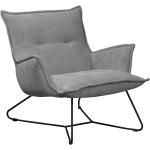 Sessel in grauem Microvelourstoff bezogen mit Schaumstoffpolsterung, Metallfüße, Maße: B/H/T ca. 82/76/86 cm