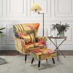 Violette Moderne Sessel mit Hocker aus Holz Breite 50-100cm, Höhe 50-100cm 