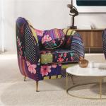 Violette Moderne Patchwork Sessel aus Textil gepolstert Breite 50-100cm, Höhe 50-100cm 