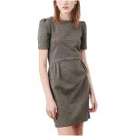 Reduzierte Braune Kurzärmelige Sessun Mini Rundhals-Ausschnitt Damenkleider mit Reißverschluss Größe L 