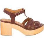 Sessun, Leather and wood sandals Stipa Brown, Damen, Größe: 37 EU