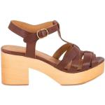 Sessun, Leather and wood sandals Stipa Brown, Damen, Größe: 39 EU