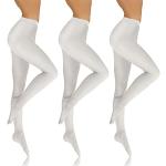 Weiße Elegante Blickdichte Strumpfhosen aus Microfaser für Damen Größe XL 3-teilig 