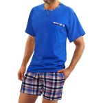 Hellblaue Pyjamas kurz aus Baumwolle für Herren Größe 4 XL Große Größen 2-teilig für den für den Herbst 