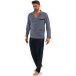 Dunkelblaue Pyjamas lang mit Knopf aus Baumwolle für Herren Größe XL 2-teilig für den für den Herbst 
