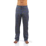 Reduzierte Dunkelblaue Karo Pyjamahosen lang ohne Verschluss aus Baumwolle für Herren Größe XL 
