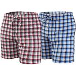 Karo Pyjamahosen kurz ohne Verschluss aus Baumwolle für Herren Größe 3 XL 2-teilig für den für den Sommer 