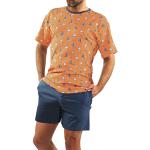 Orange Pyjamas kurz mit Boot-Motiv ohne Verschluss aus Baumwolle für Herren Größe 4 XL Große Größen 2-teilig für den für den Sommer 